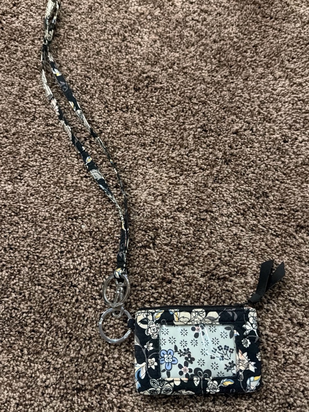 Vera Bradley Black Floral Lanyard Card Holder